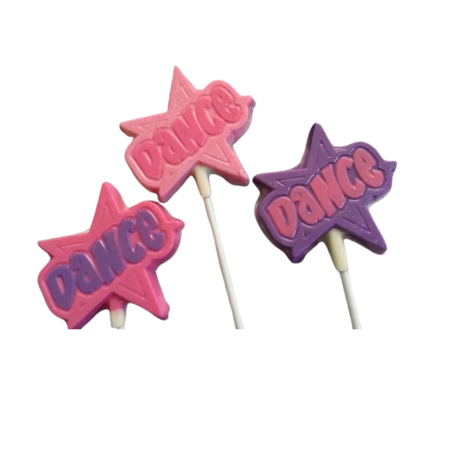 Assorted Colors Dance Star White Milk Chocolate Lollipop Sucker 2.5oz