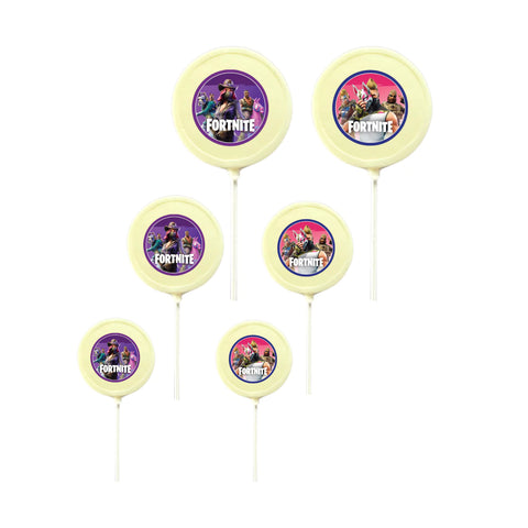 Assortment of Fortnite Lollipop Suckers Milk or White Chocolate 2, 3, or 4 inch