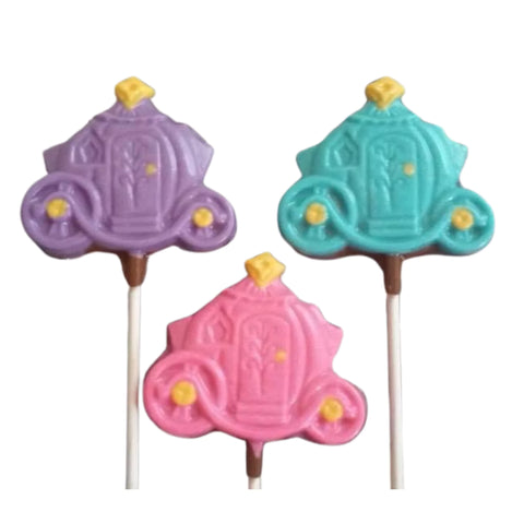 Assortment of Princess Carriages Milk or White Chocolate Lollipop Sucker 1.1oz