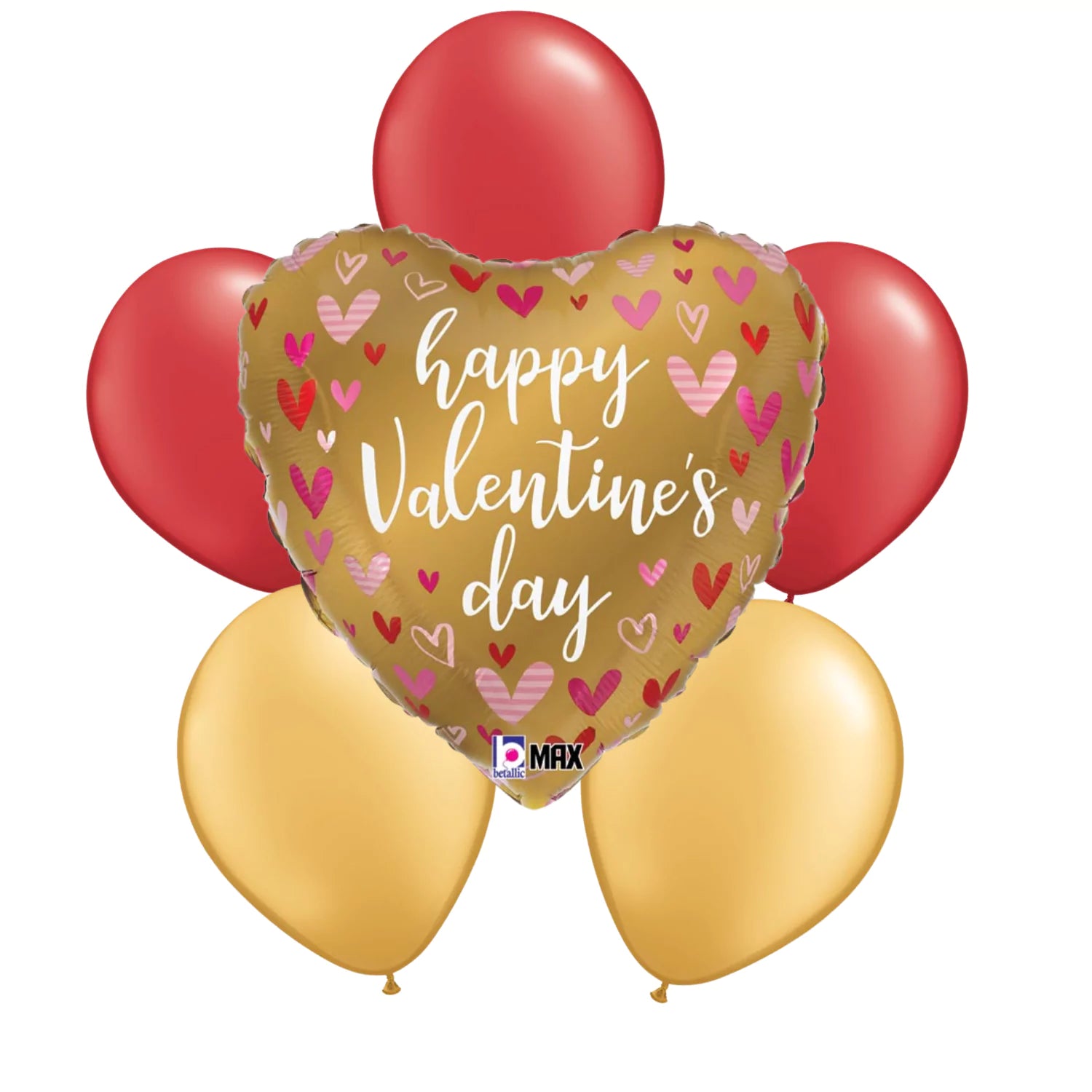 Happy Valentine's Day Balloon Bouquets One 17" Foil + Five 11" Latex