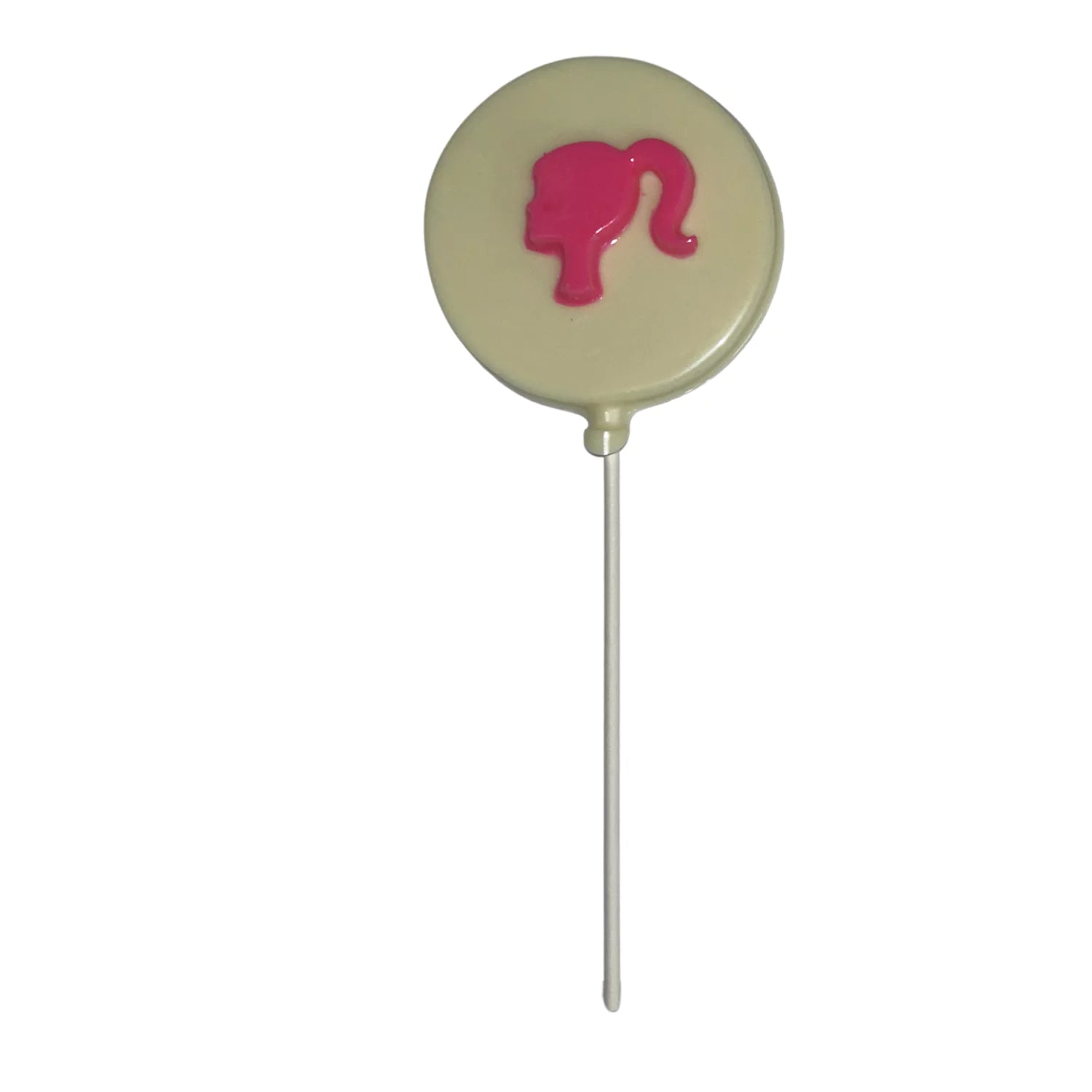 Barbie Pink White or Milk Chocolate Lollipop Sucker 1.40oz White Chocolate