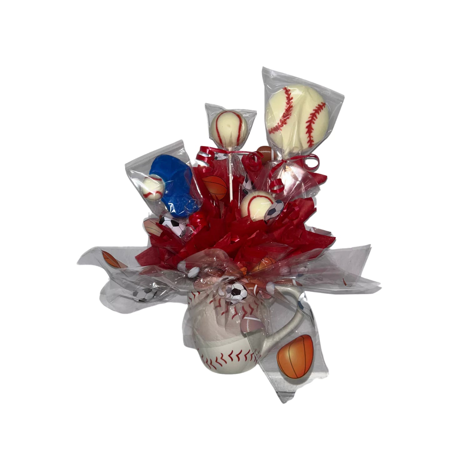 Baseball Mug Sports White Chocolate Candy Bouquet