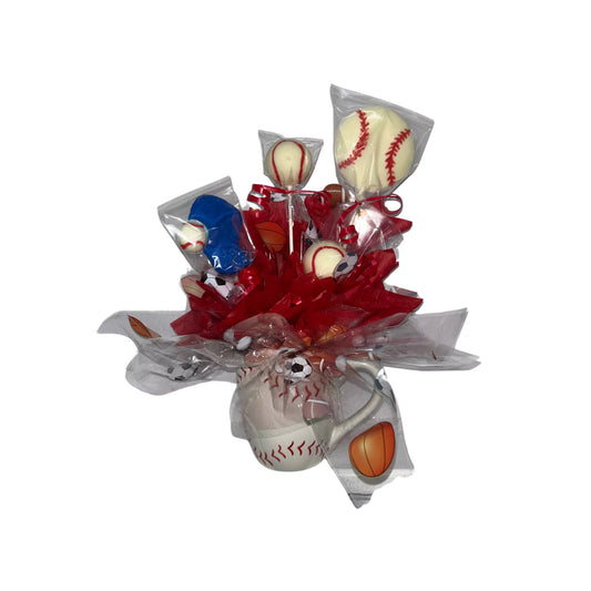 Baseball Mug Sports White Chocolate Candy Bouquet 1500