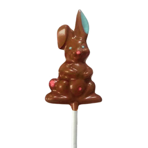 Bent Ear Bunnies White or Milk Chocolate Easter Lollipop Sucker 1.0oz Milk Chocolate