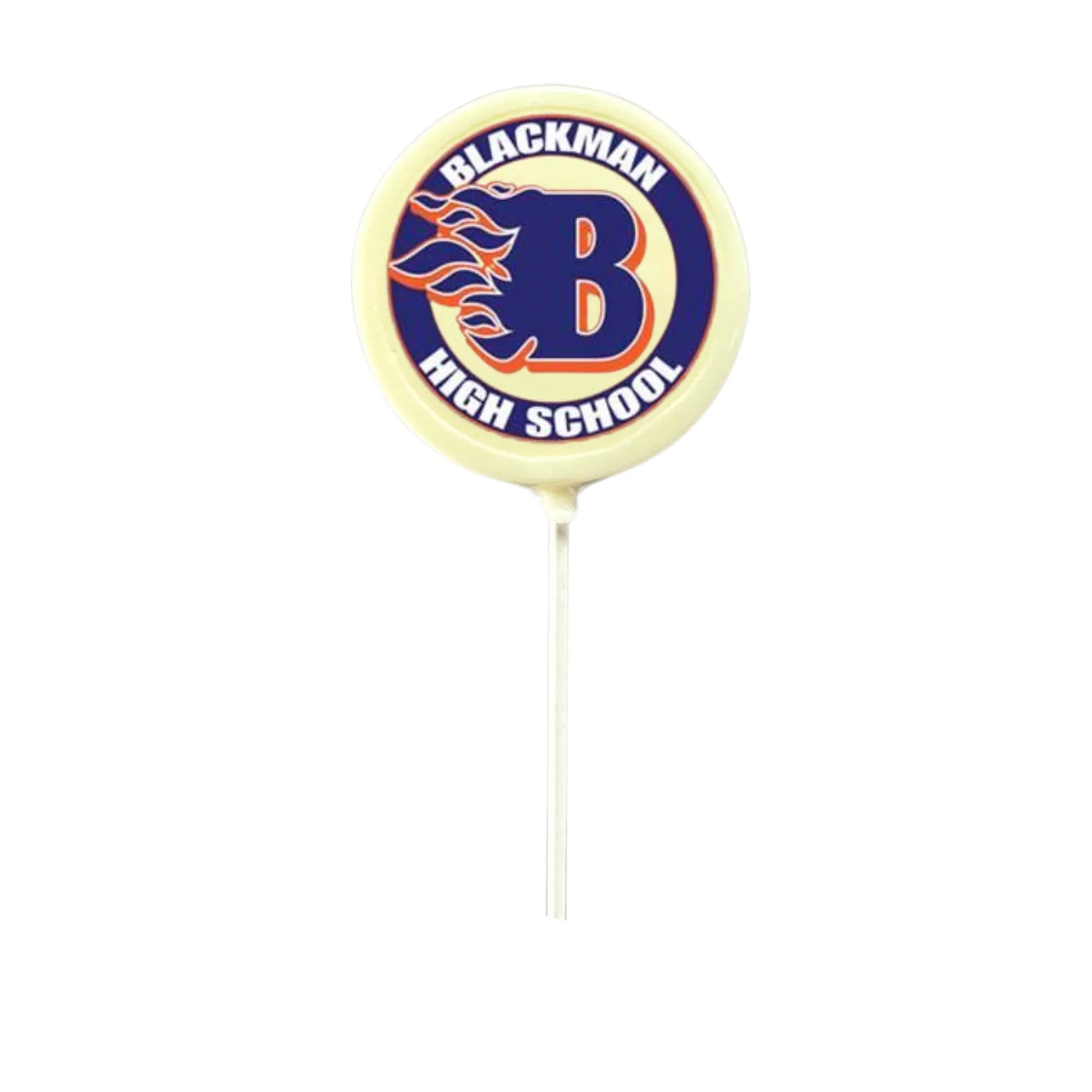 Variety of High School Lollipop Suckers White Chocolate 2 inch, 3 inch, 4 inch 4" Blackman HS