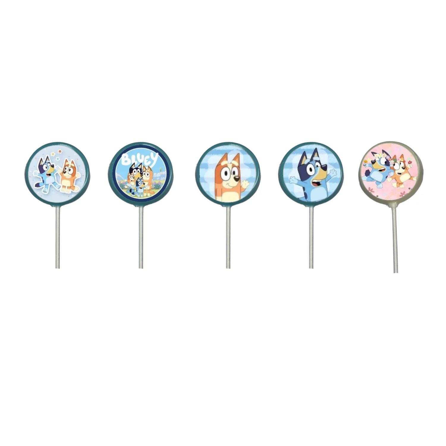 Edible Bluey Characters Images White Chocolate Lollipop Suckers .75 oz 2 inch