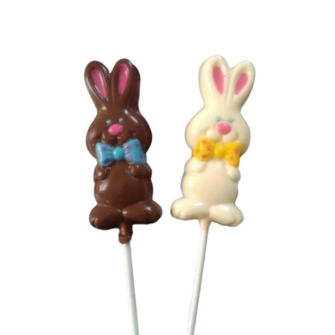 Bowtie Bunnies White or Milk Chocolate Lollipop Sucker 1.1oz