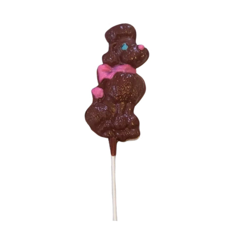 Poodles with Pink Scarf White or Milk Chocolate Sucker Lollipop 2.0oz Brown Poodle