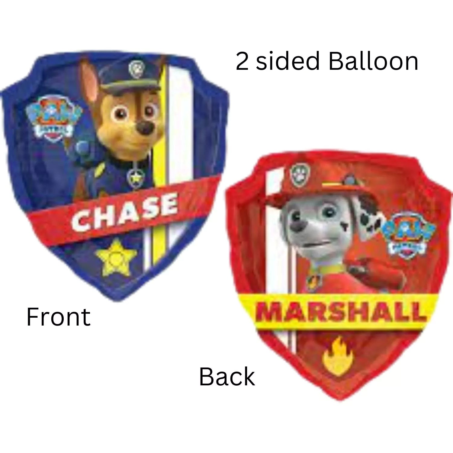 Assortment of 14 Inch Mini Shaped Characters Foil Balloons Air Filled Only Chase & Marshall Paw Patrol