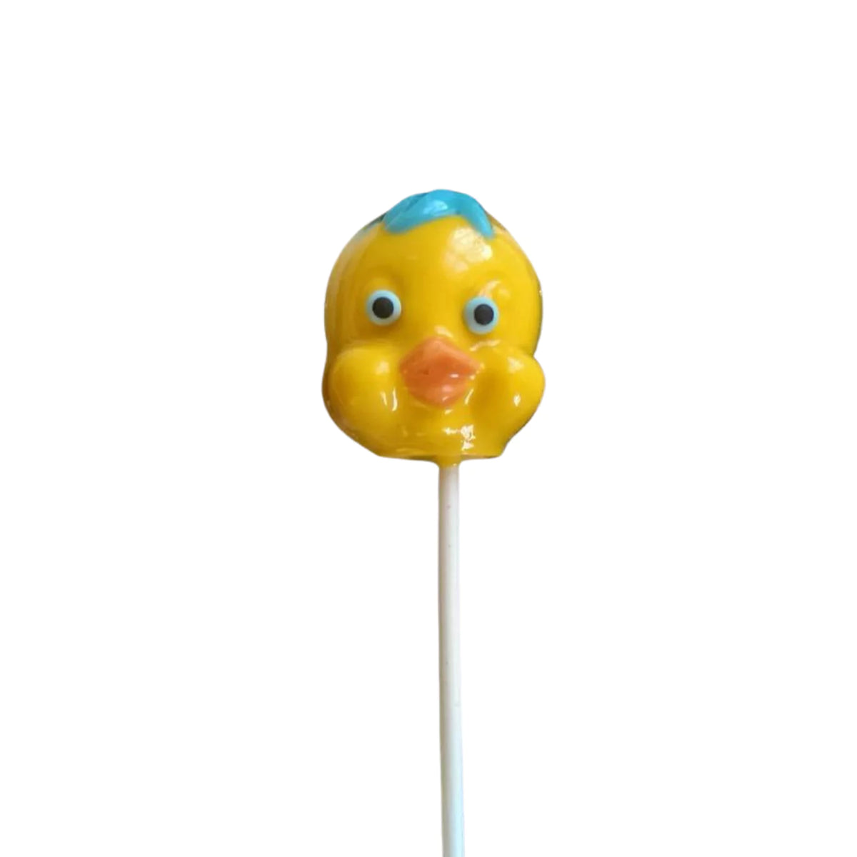 Easter Chick with Blue Hair White or Milk Chocolate Lollipop Sucker 1.0oz