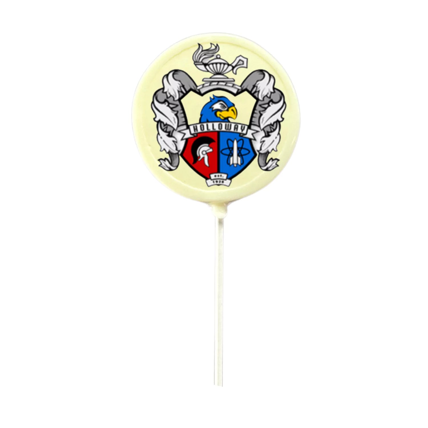 Variety of High School Lollipop Suckers White Chocolate 2 inch, 3 inch, 4 inch 4" Holloway HS