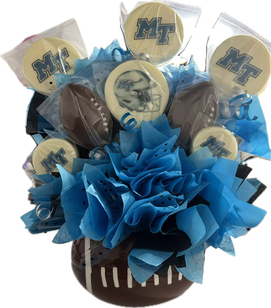 MTSU Chocolate Candy Bouquet with Football Ceramic Sports Theme 3019