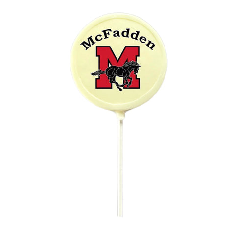 Variety of High School Lollipop Suckers White Chocolate 2 inch, 3 inch, 4 inch 4" McFadden HS