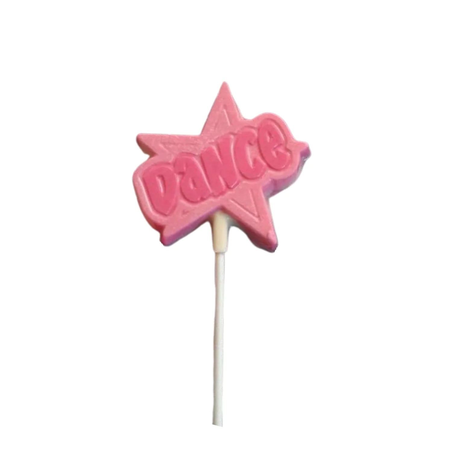 Assorted Colors Dance Star White Milk Chocolate Lollipop Sucker 2.5oz Pink