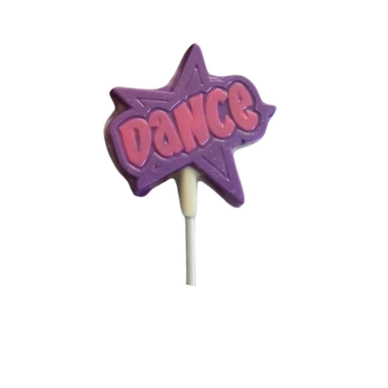 Assorted Colors Dance Star White Milk Chocolate Lollipop Sucker 2.5oz Purple