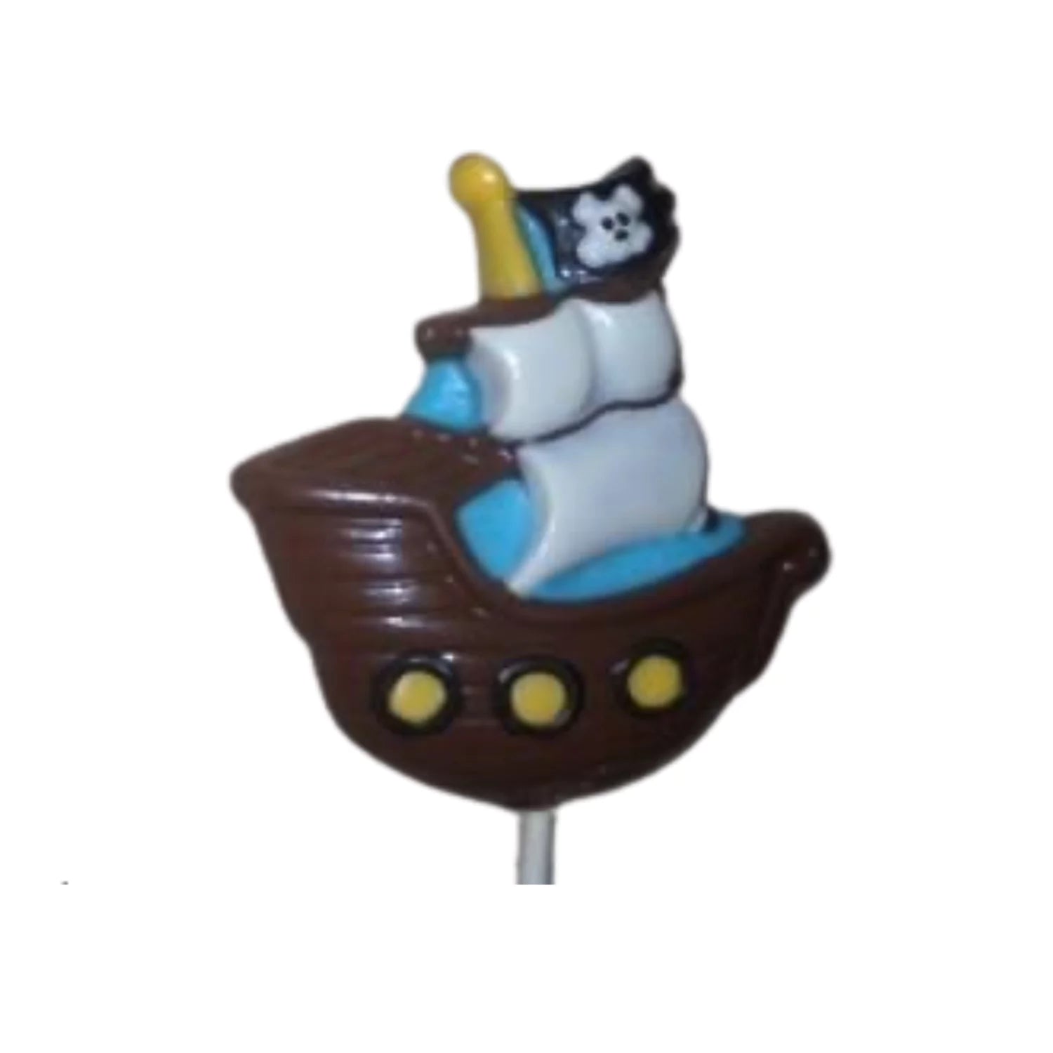 Pirate Ship Sails Flag Gold White Milk Chocolate Lollipop Suckers