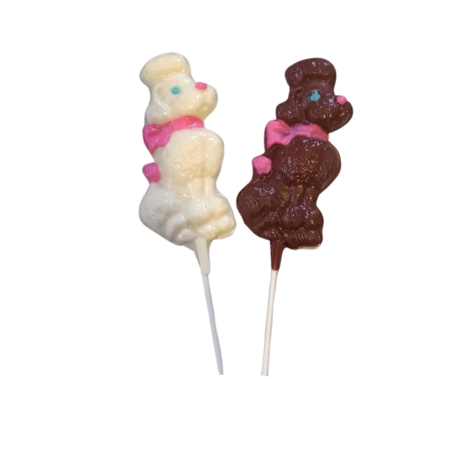 Poodles with Pink Scarf White or Milk Chocolate Sucker Lollipop 2.0oz