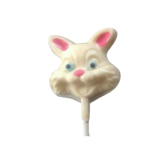 Short Ear Easter Bunny White or Milk Chocolate Lollipop Sucker 1.0oz White Chocolate