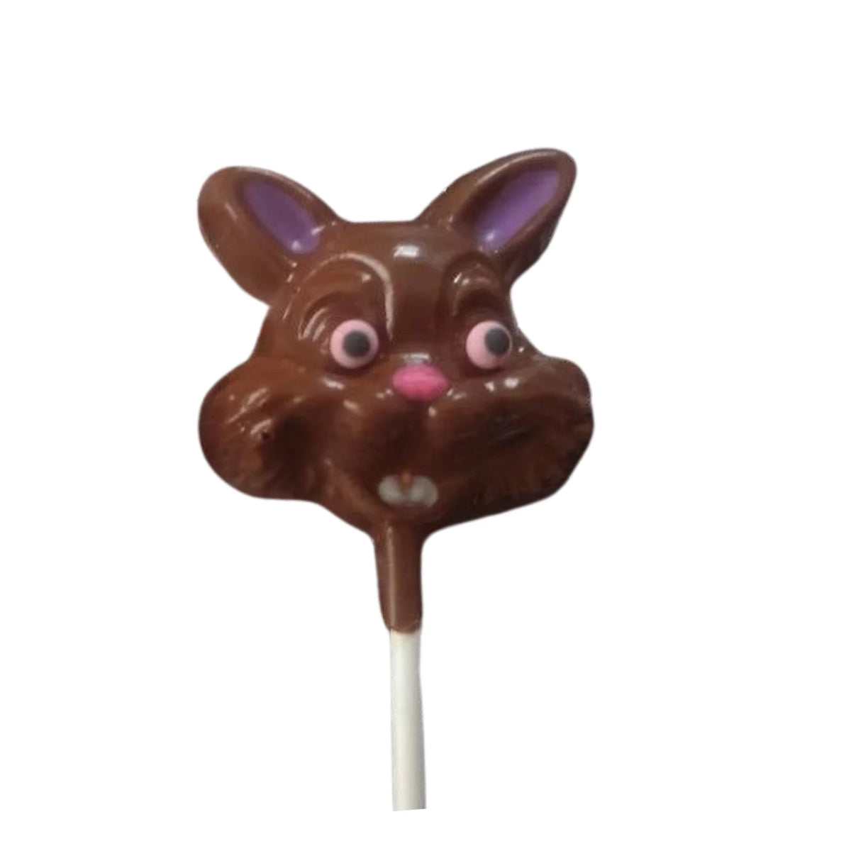 Short Ear Easter Bunny White or Milk Chocolate Lollipop Sucker 1.0oz Milk Chocolate