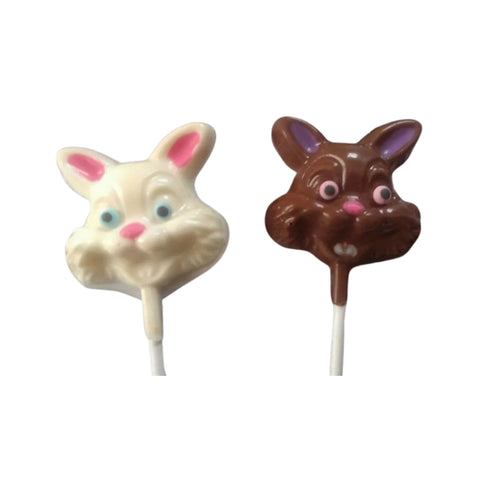 Short Ear Easter Bunny White or Milk Chocolate Lollipop Sucker 1.0oz