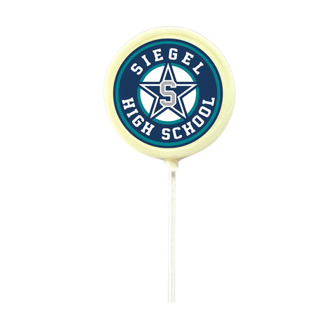 Variety of High School Lollipop Suckers White Chocolate 2 inch, 3 inch, 4 inch 4" Siegel HS