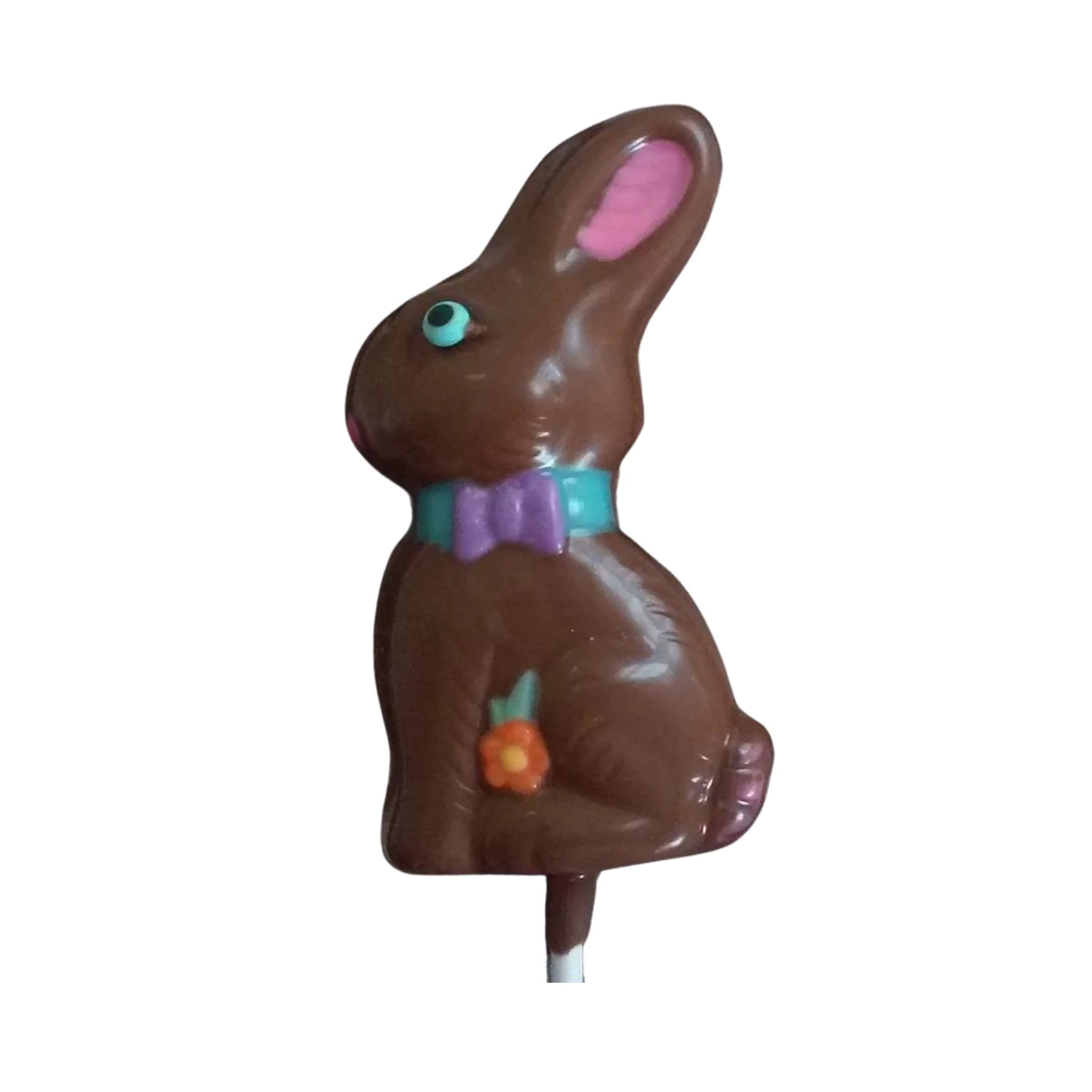 Sitting Easter Bunny White or Milk Chocolate Lollipop Sucker 1.30oz Milk Chocolate