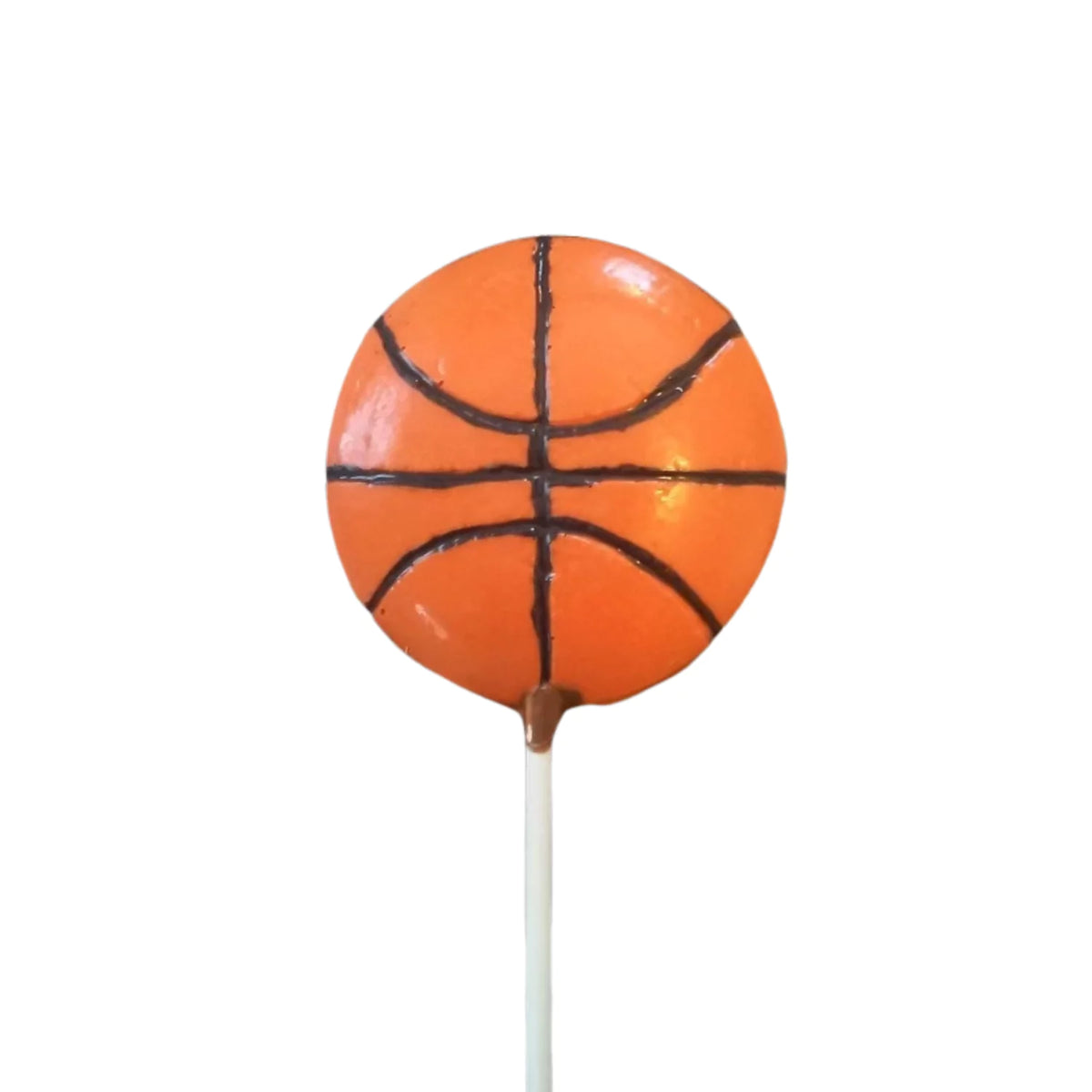 Large Orange Basketball White or Milk Chocolate Lollipop Sucker 2.0oz