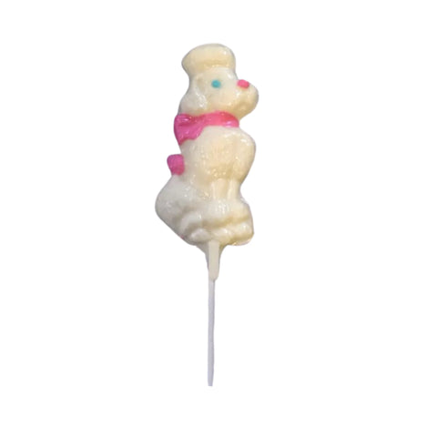 Poodles with Pink Scarf White or Milk Chocolate Sucker Lollipop 2.0oz White Poodle