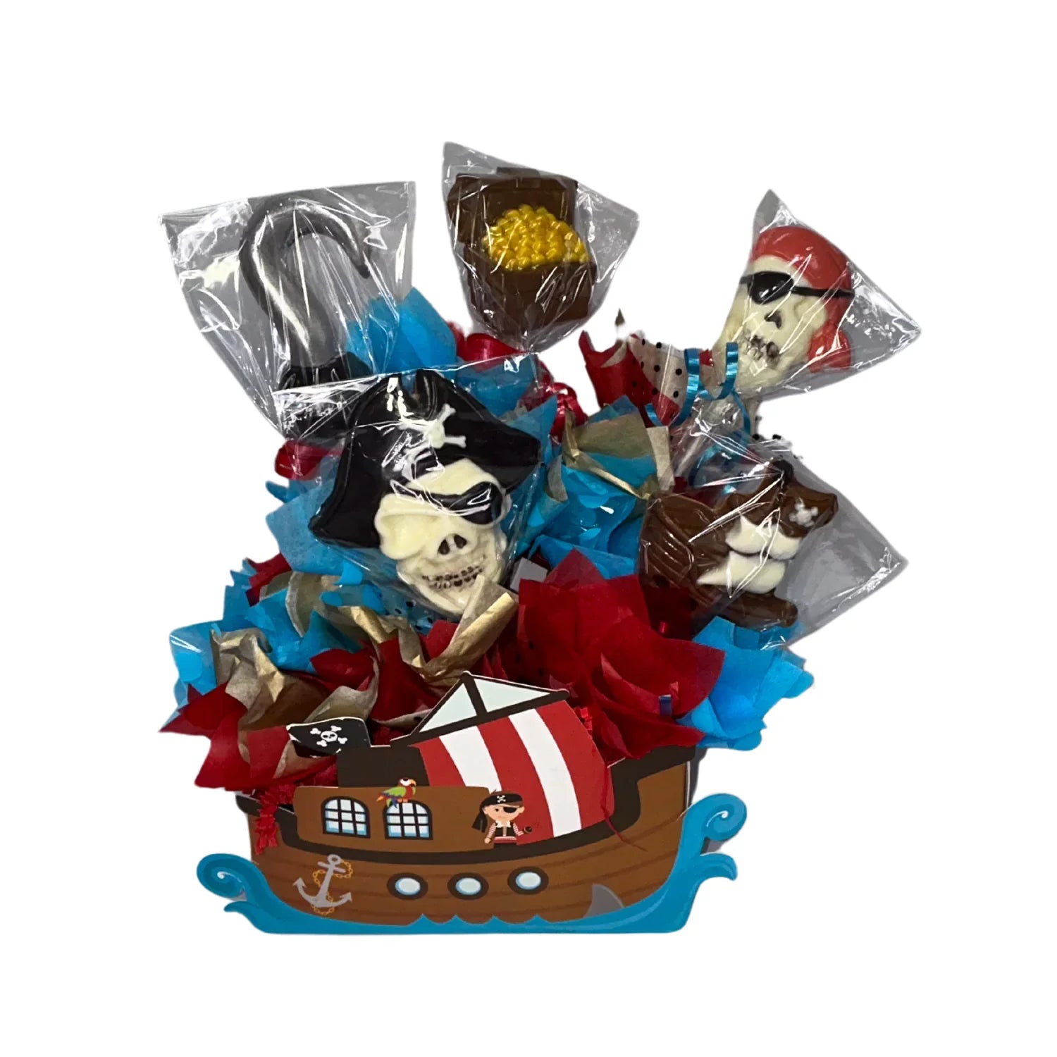 Ship Candy Pirate Ship White Chocolate & Milk Chocolate Candy Bouquet – Tink's ...